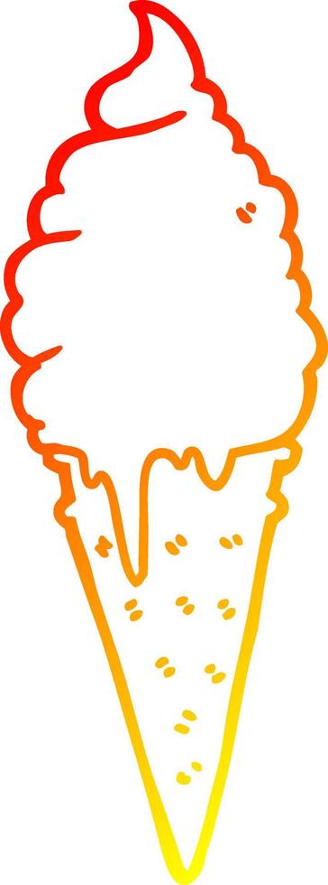 warm gradient line drawing cartoon ice cream vector
