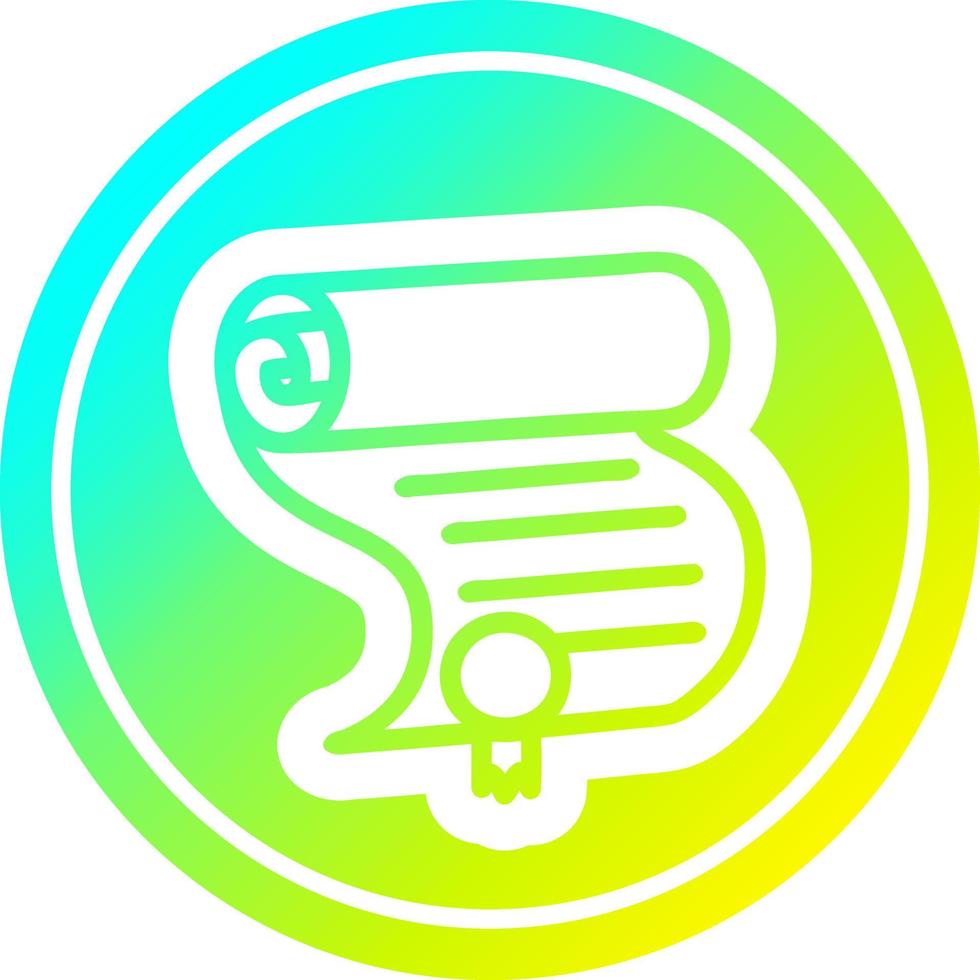 diploma certificate circular in cold gradient spectrum vector