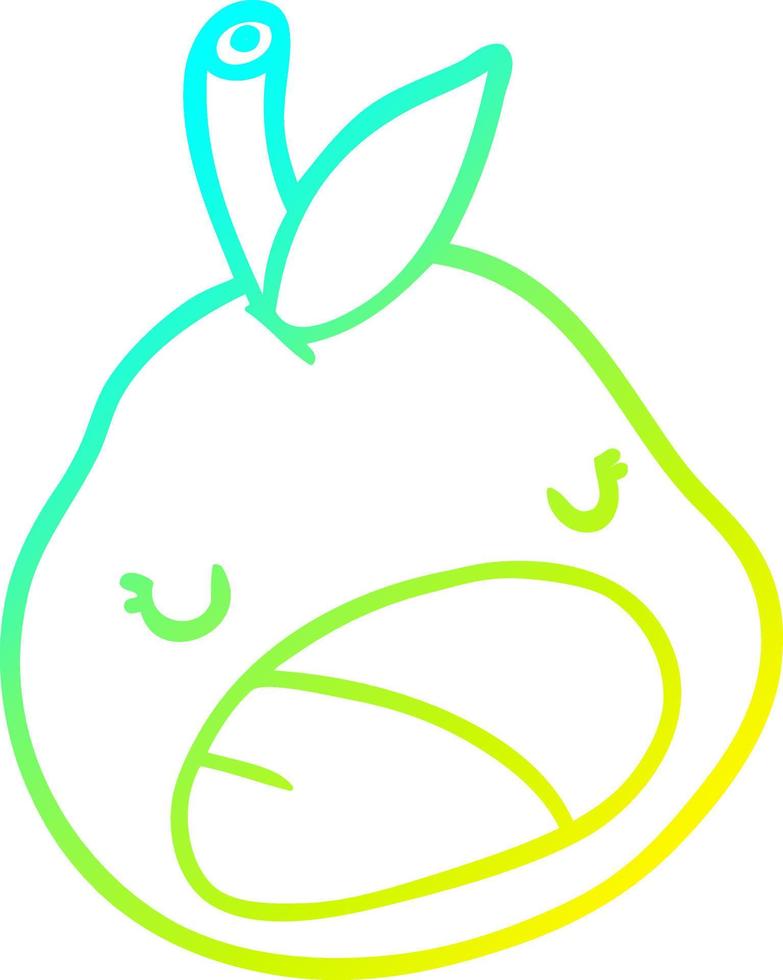 cold gradient line drawing cute pear vector