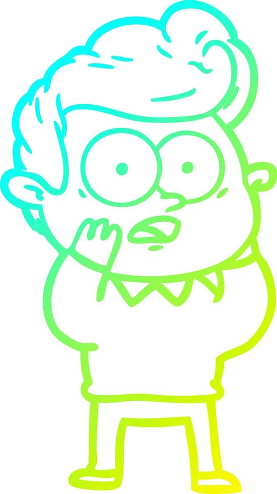 cold gradient line drawing cartoon staring man vector
