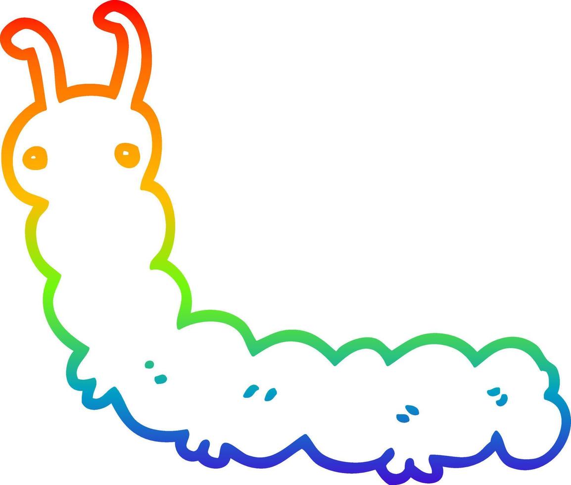rainbow gradient line drawing cartoon caterpillar vector