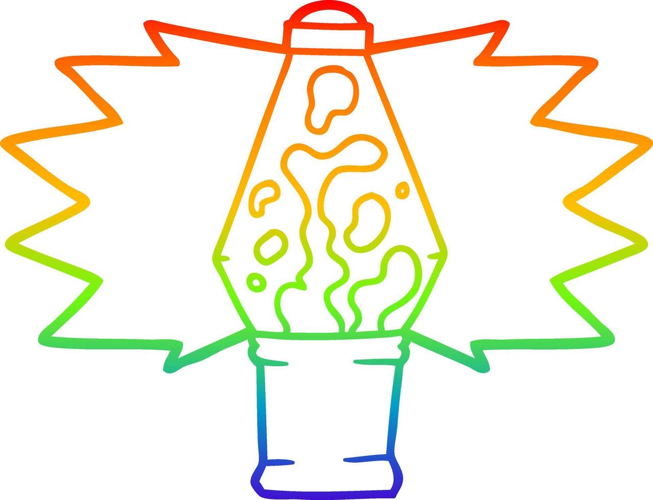 rainbow gradient line drawing cartoon lava lamp vector