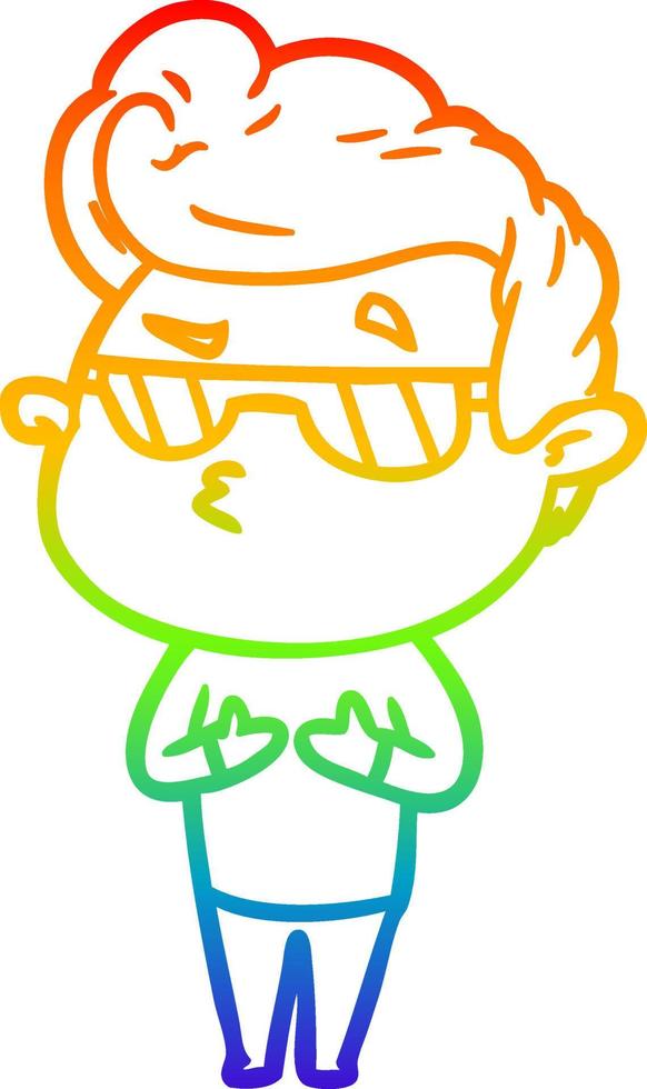 rainbow gradient line drawing cartoon cool guy vector
