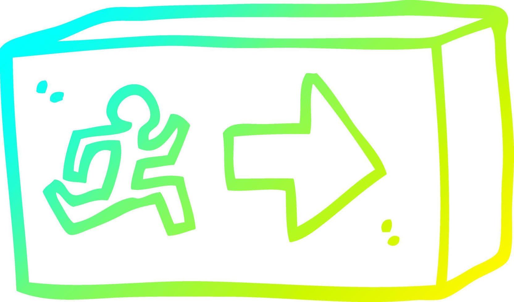 cold gradient line drawing cartoon exit sign vector
