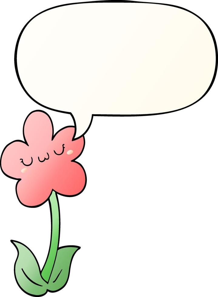 cartoon flower and speech bubble in smooth gradient style vector