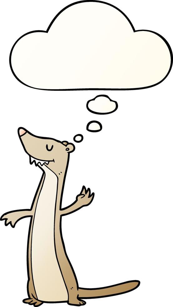 cartoon weasel and thought bubble in smooth gradient style vector