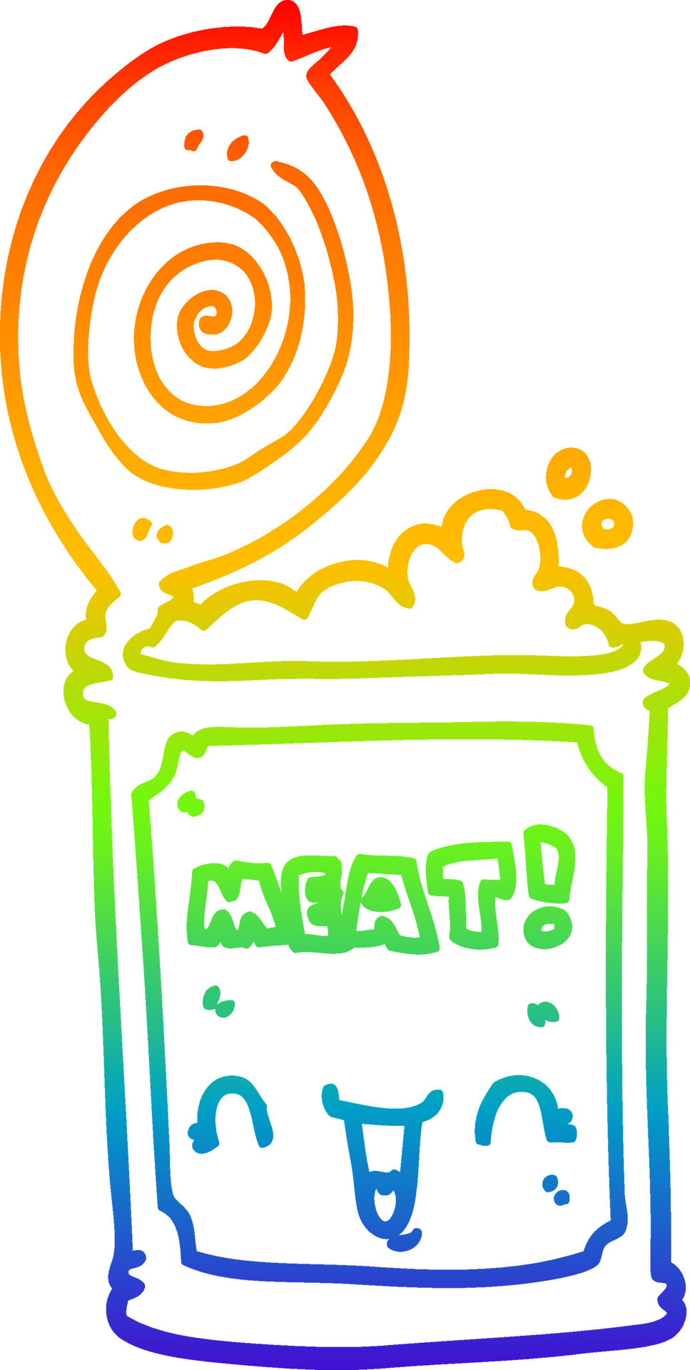 rainbow gradient line drawing cartoon canned meat 9988116 Vector Art at Vecteezy