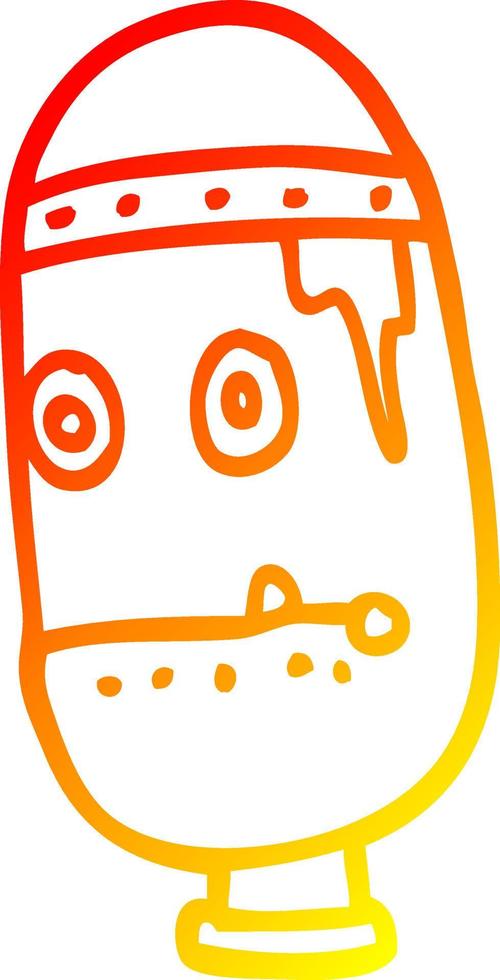 warm gradient line drawing cartoon retro robot head vector