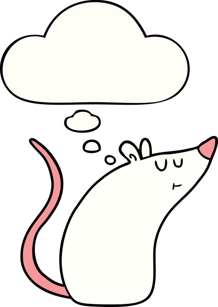 cartoon white mouse and thought bubble vector