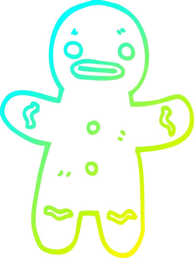 cold gradient line drawing cartoon gingerbread man vector