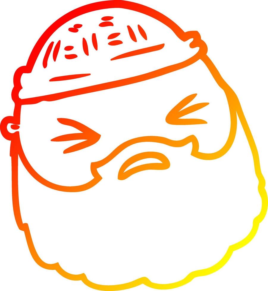 warm gradient line drawing cartoon male face with beard vector