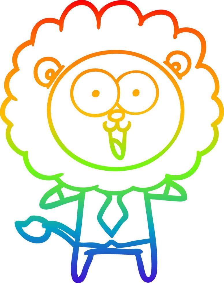 rainbow gradient line drawing happy cartoon lion vector