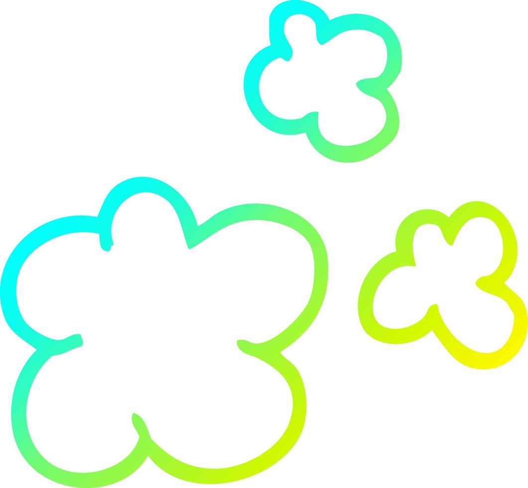 cold gradient line drawing cartoon smoke puffs vector