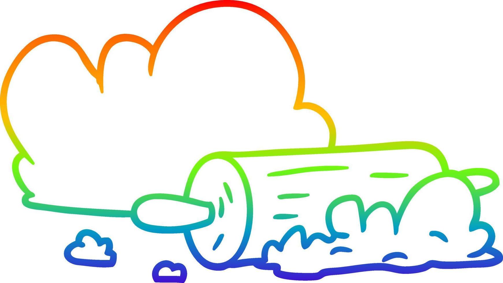 dibujo de línea de gradiente de arco iris rodillo de dibujos animados y masa vector