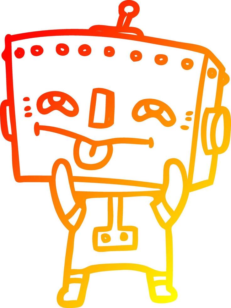 warm gradient line drawing cartoon robot vector