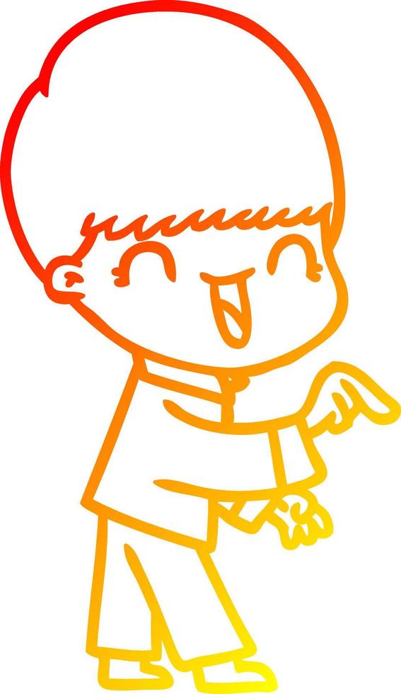 warm gradient line drawing happy cartoon boy vector
