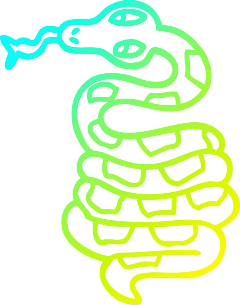 línea de gradiente frío dibujo serpiente venenosa de dibujos animados vector