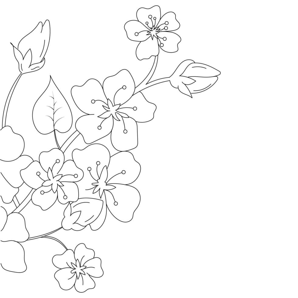 arte lineal de flores, ilustración floral vector
