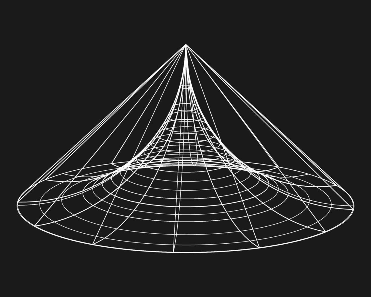 Cyber distorted grid, retro punk design element. Wireframe wave geometry grid on black background. Vector illustration