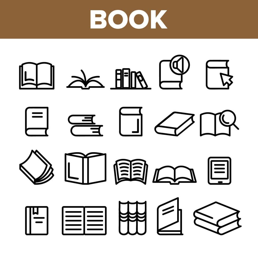 Collection Library Book Sign Icons Set Vector