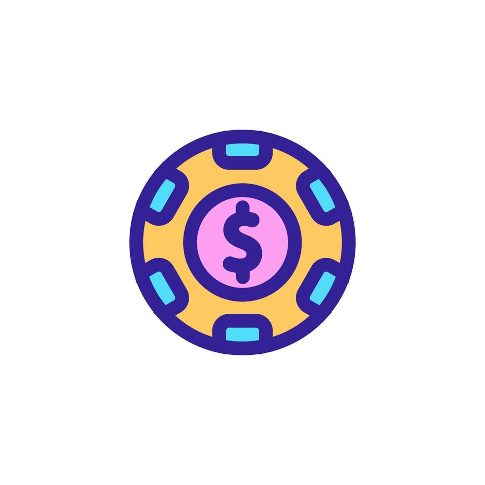 Chips for the game icon vector. Isolated contour symbol illustration vector