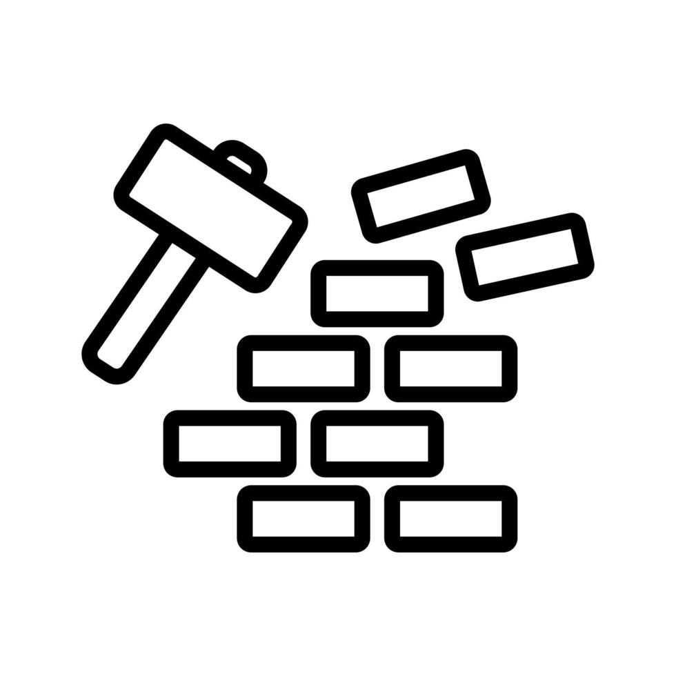 demolition of wall icon vector outline illustration