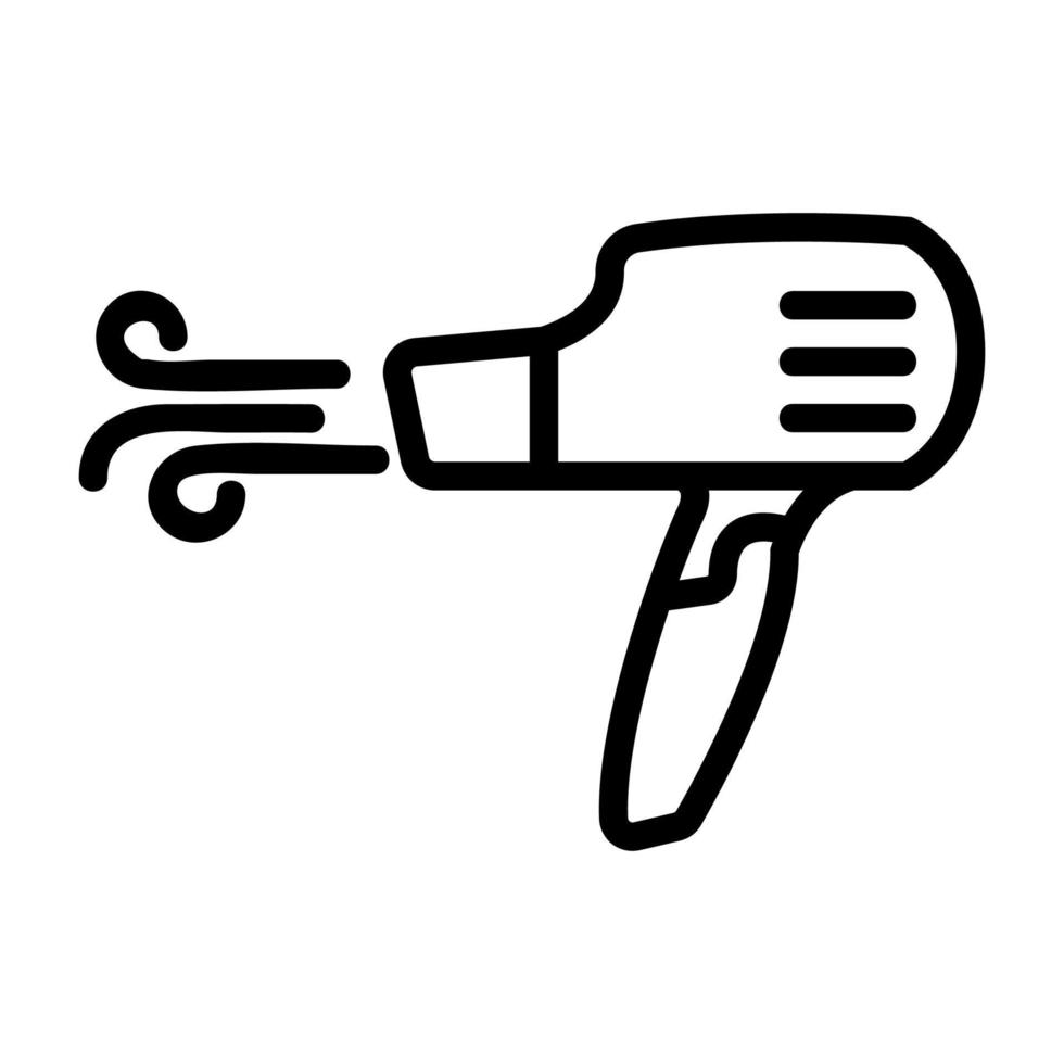 golpe de aire de la ilustración del contorno del vector del icono de la pistola del secador de pelo