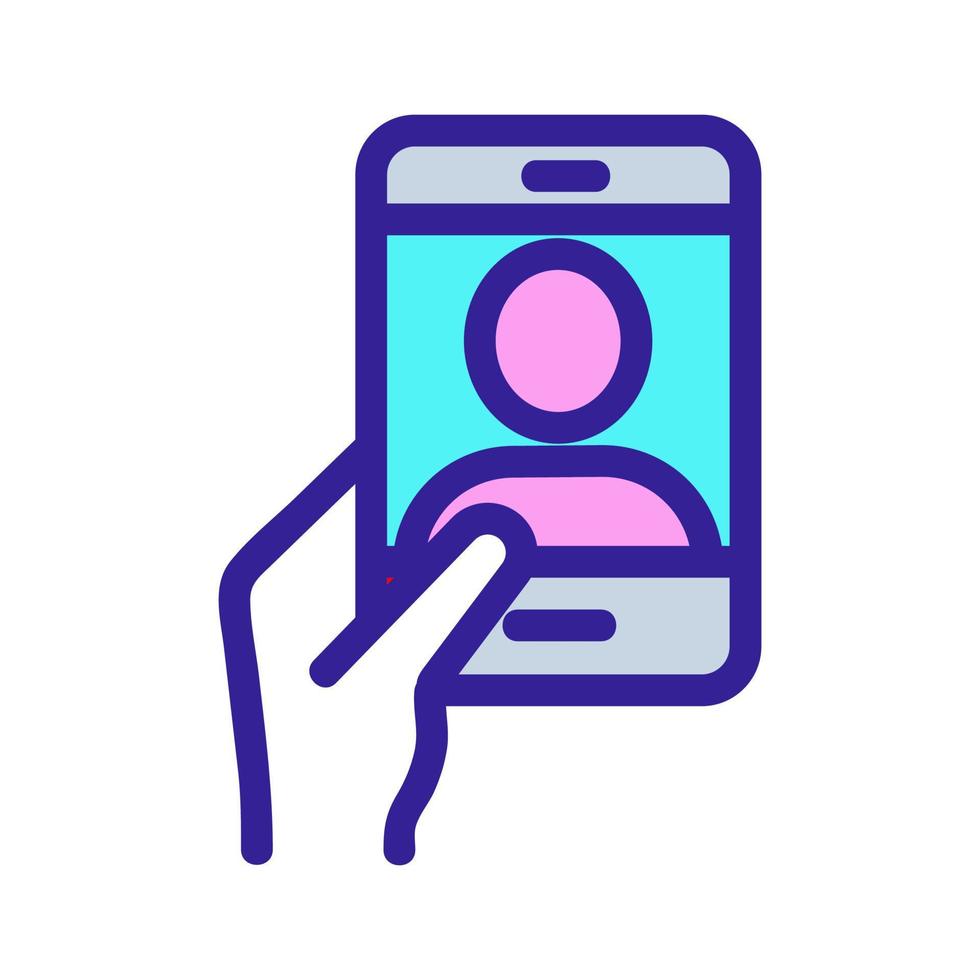 phone with a picture of a human vector icon. Isolated contour symbol illustration
