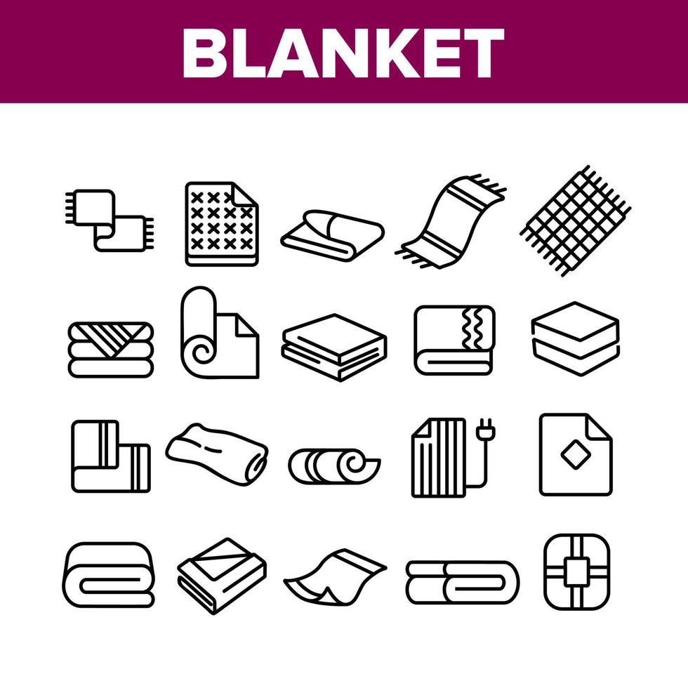 Blanket And Towel Collection Icons Set Vector