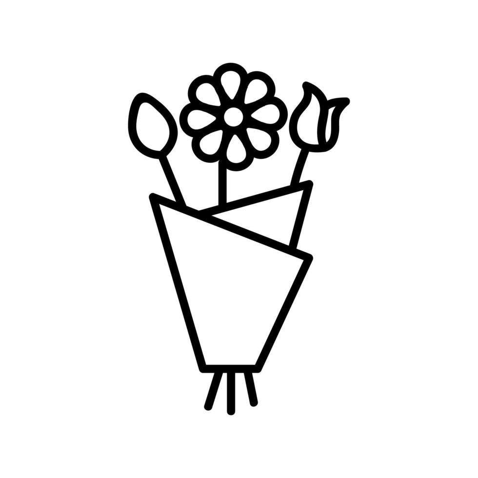 A bouquet of flowers icon vector. Isolated contour symbol illustration vector