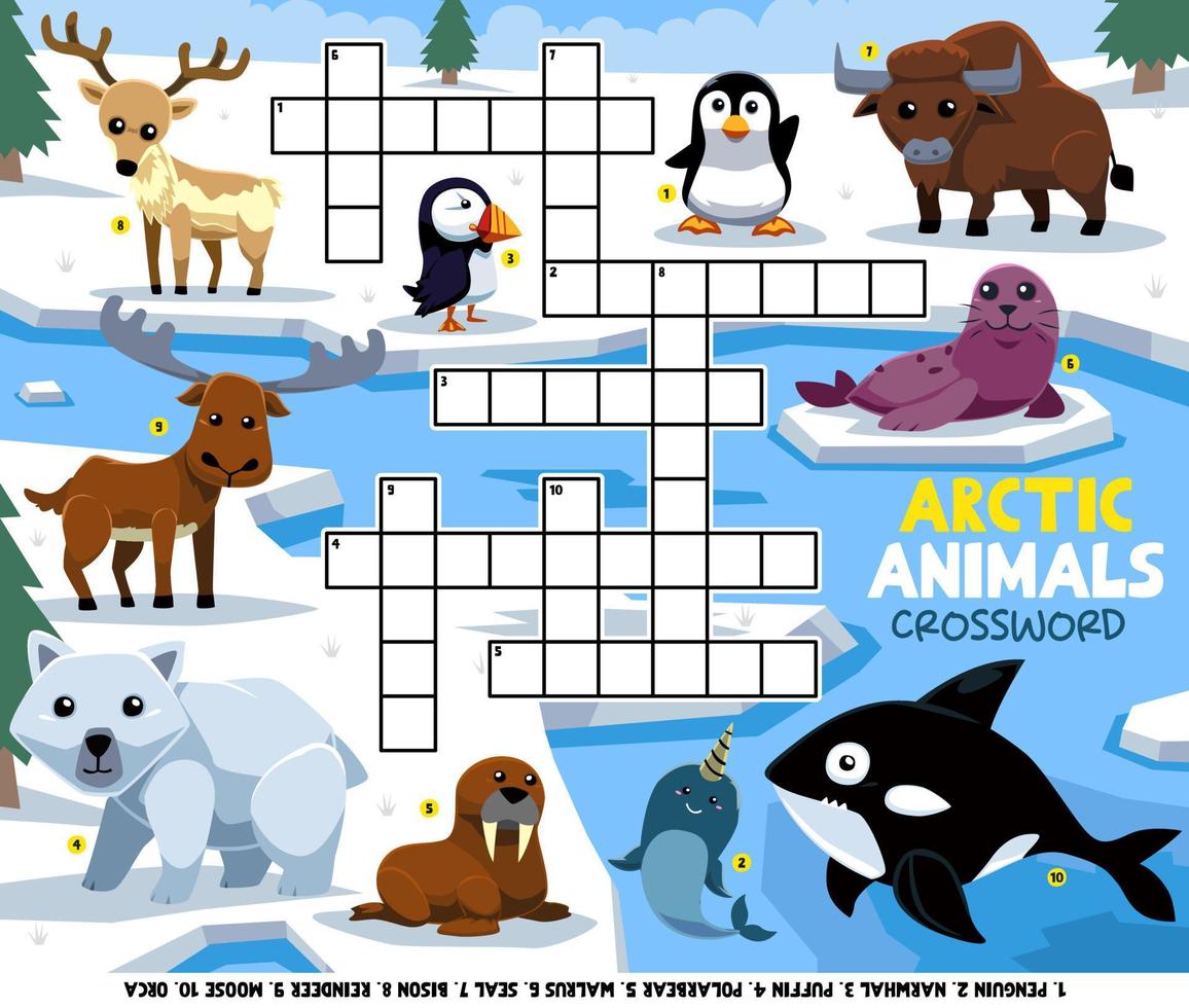 Education game crossword puzzle for learning english words with cute cartoon arctic animals picture printable worksheet 9989483 Vector Art at Vecteezy Education game crossword puzzle for learning english words with cute cartoon arctic animals picture printable worksheet 9989483 Vector Art at Vecteezy