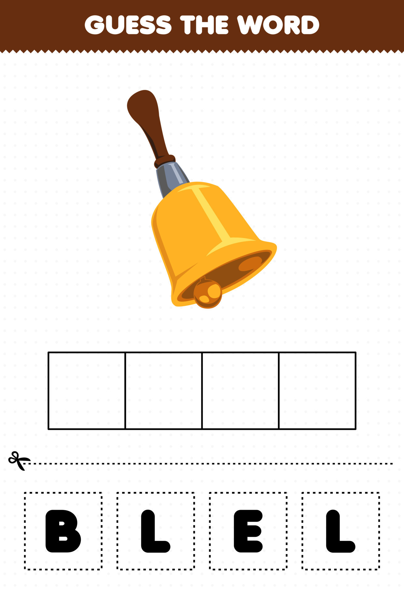 Education game for children guess the word letters practicing cartoon