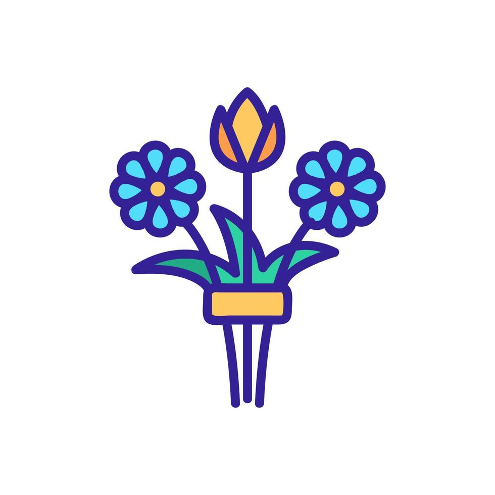 A bouquet of different colors is a vector icon. Isolated contour symbol illustration