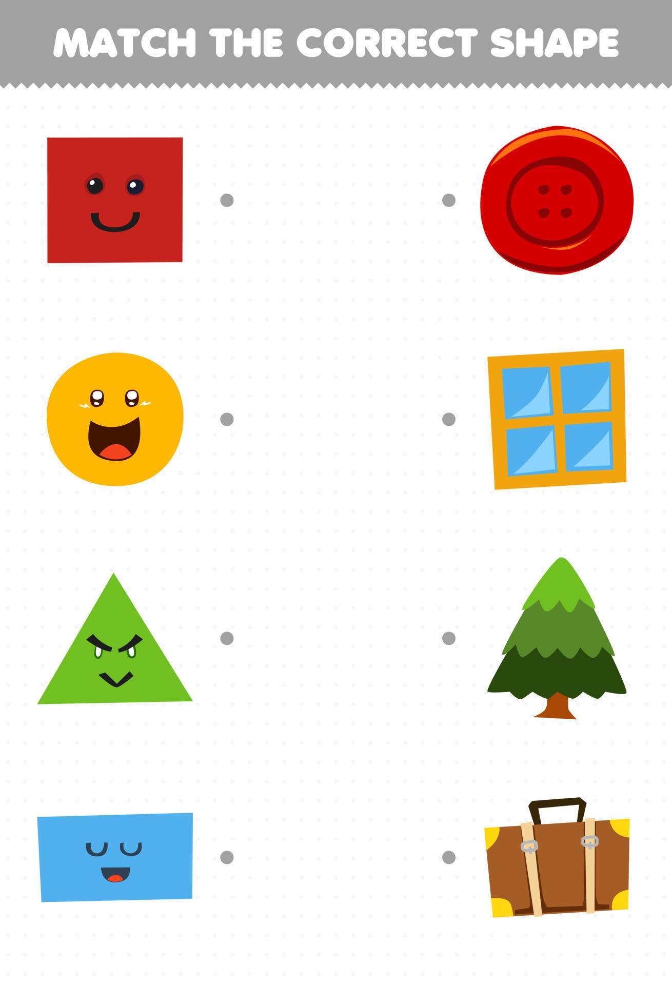 Education game for children match the correct shape of geometric object