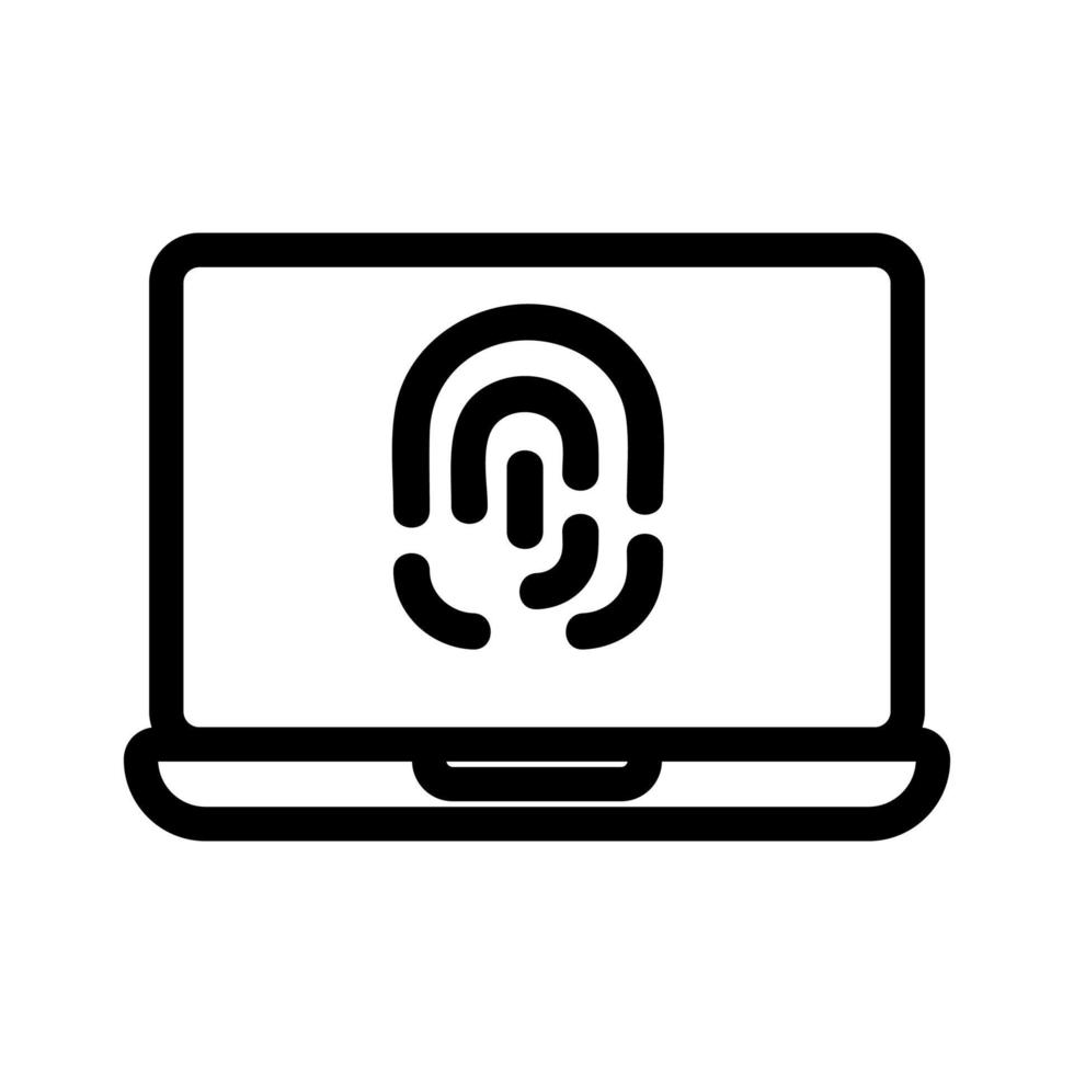 Laptop fingerprint icon vector. Isolated contour symbol illustration vector