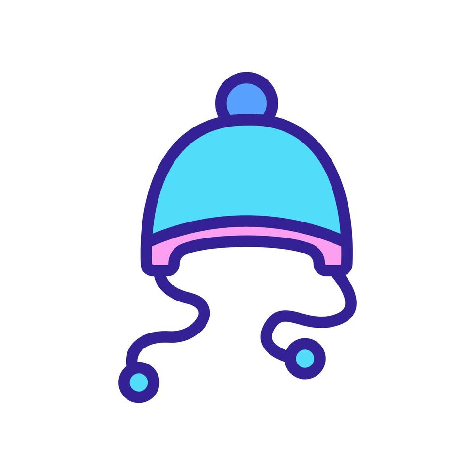 hat with earflaps with ropes pompons icon vector outline illustration