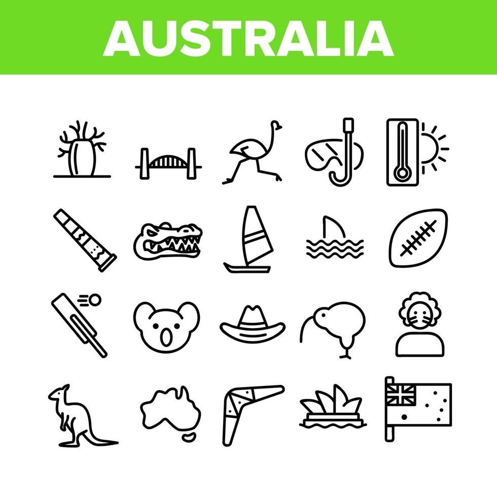 australia país nación cultural iconos conjunto vector