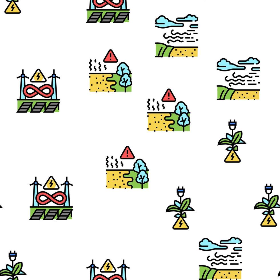 Climate Change And Eco Problem Vector Seamless Pattern