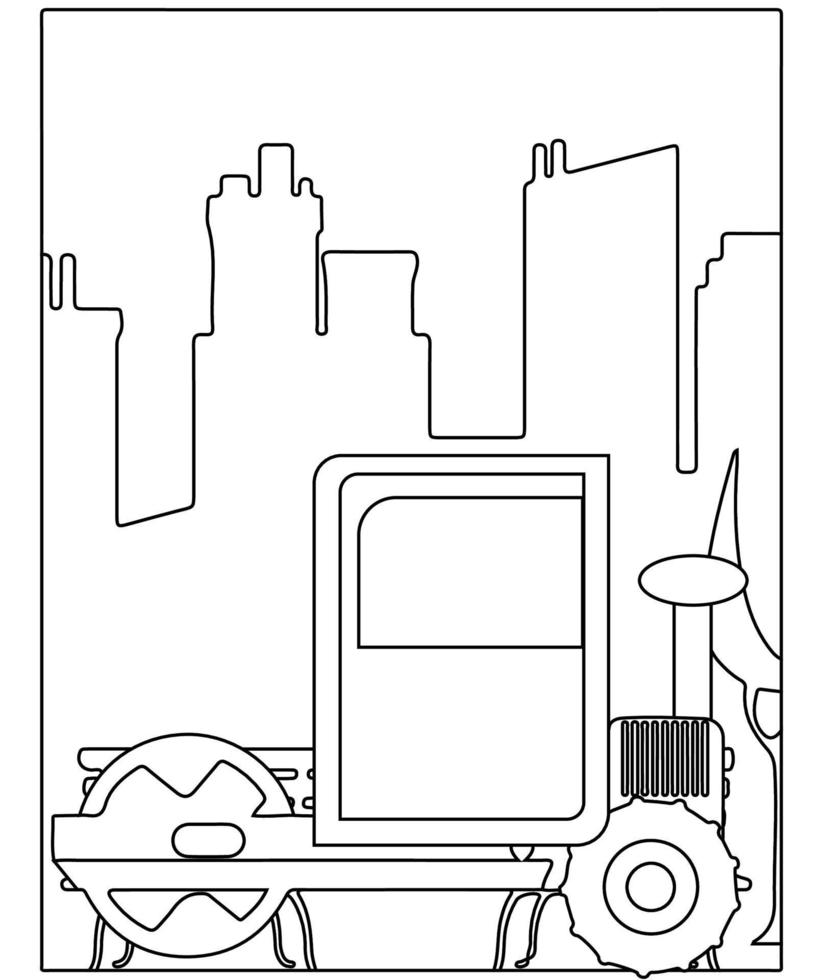 página para colorear de dibujos animados. vehículos de construcción. libro para colorear para kids.outline vector