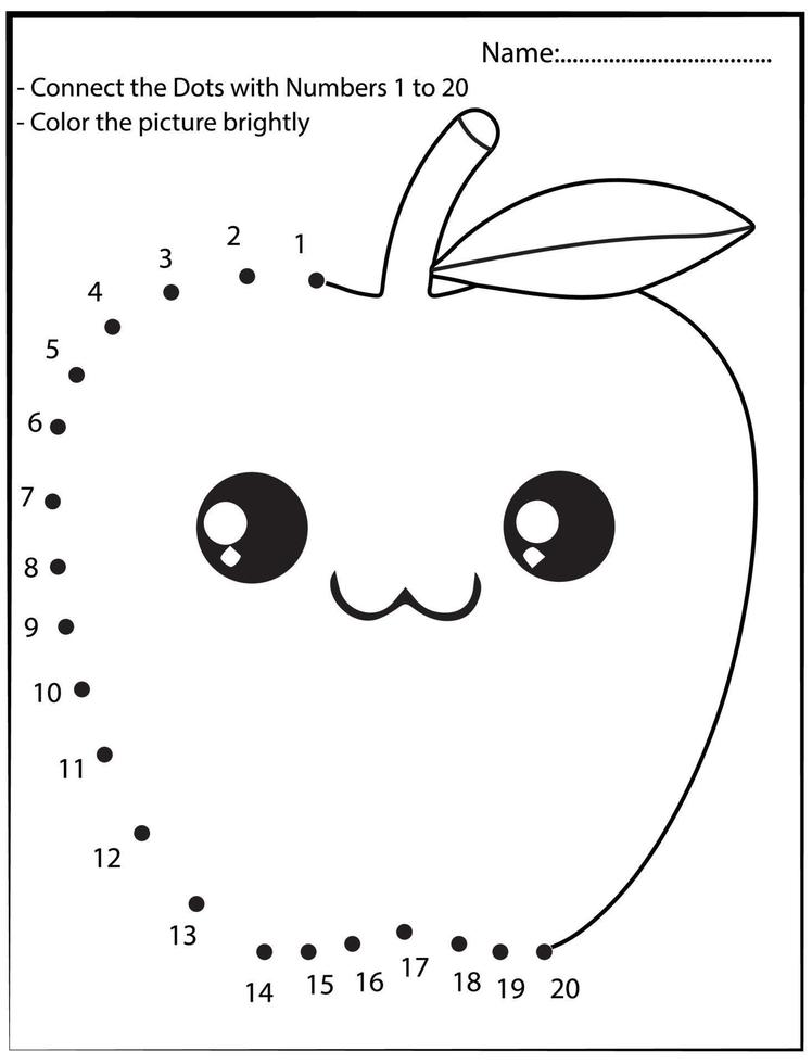 Kawaii food Connect the dots. Math game. Kids activity vector