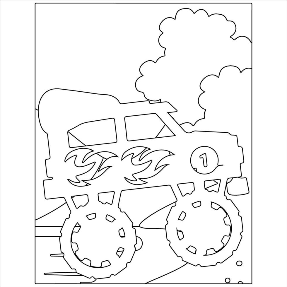 Monster truck outline design for coloring page, Off Road Vehicle vector