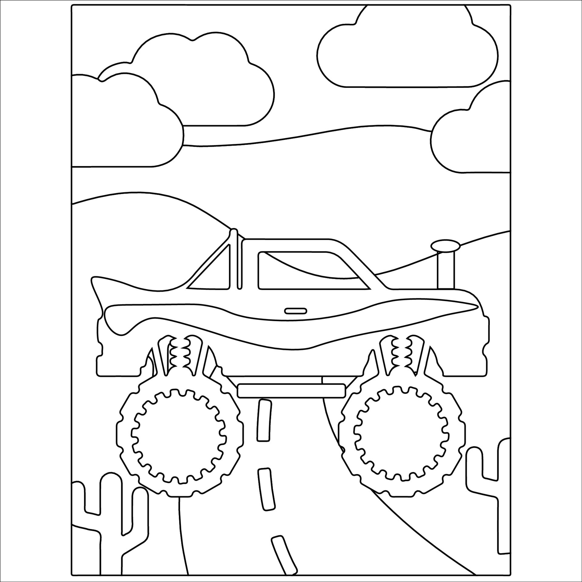 Monster Truck Outline Design For Coloring Page Off Road Vehicle monster-truck-outline-design-for-coloring-page-off-road-vehicle