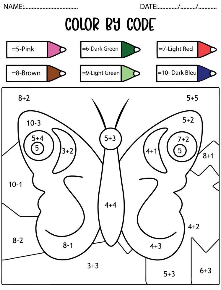 juego de conteo de vacaciones de primavera, color por código, actividad matemática para niños vector