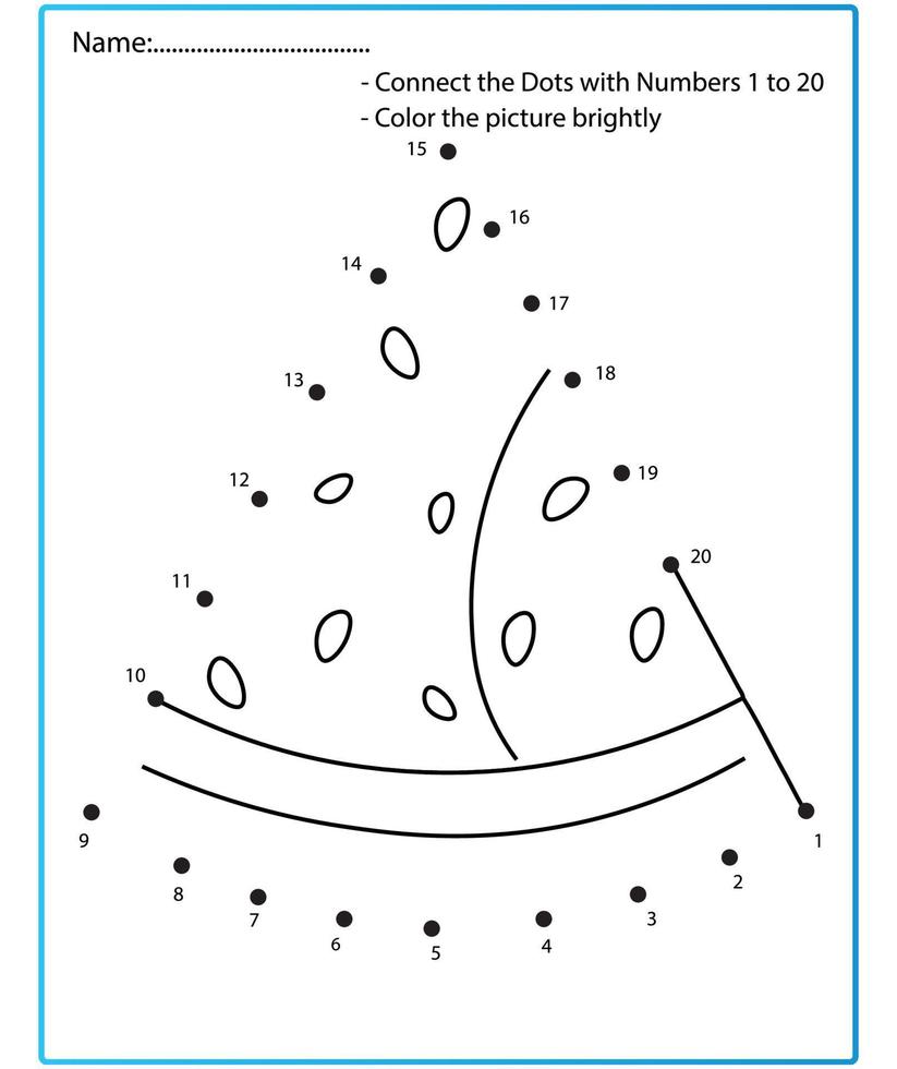 Summer Game Dot to dot Worksheets game for kids. vector
