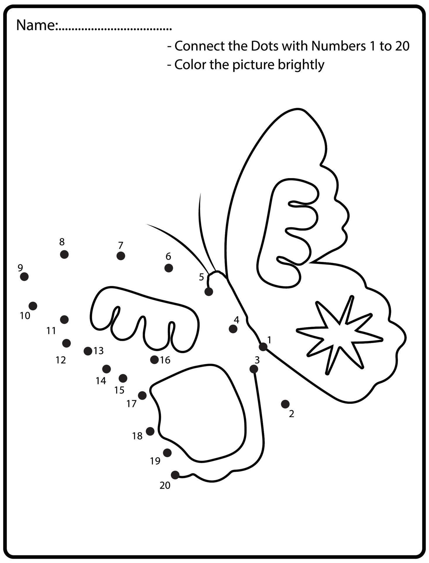 Connect the dots children educational drawing game. .Numbers activity