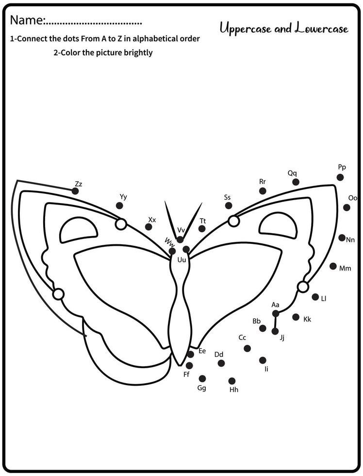 Connect the dots children educational drawing game. .Numbers activity for kids and toddlers. with butterfly vector