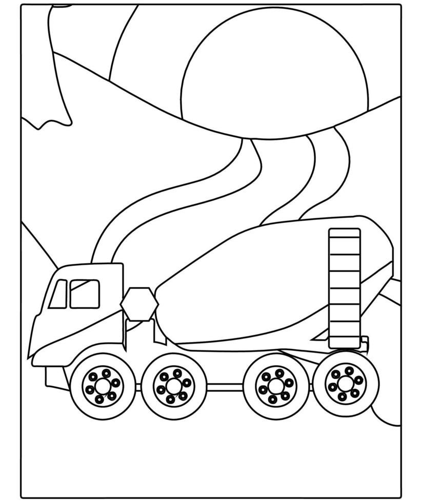 página para colorear de dibujos animados. vehículos de construcción. libro para colorear para kids.outline vector