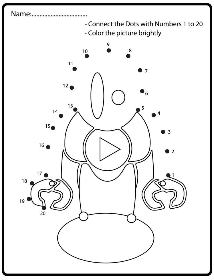 juego educativo de rompecabezas de punto a punto con robot de fideos para niños, ilustración vectorial vector