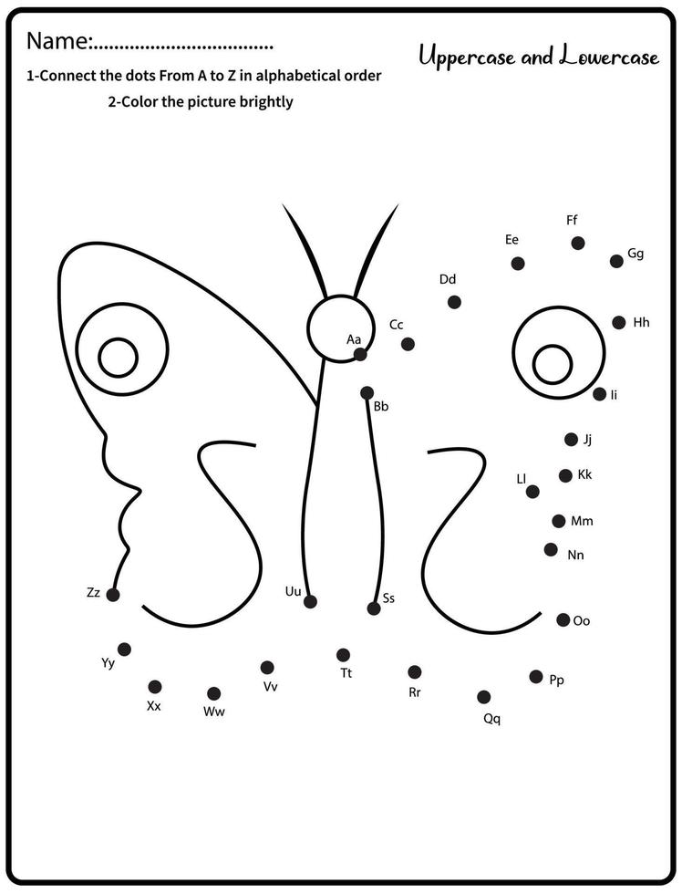 conecta los puntos juego de dibujo educativo para niños. .actividad de números para niños y niños pequeños. con mariposa vector
