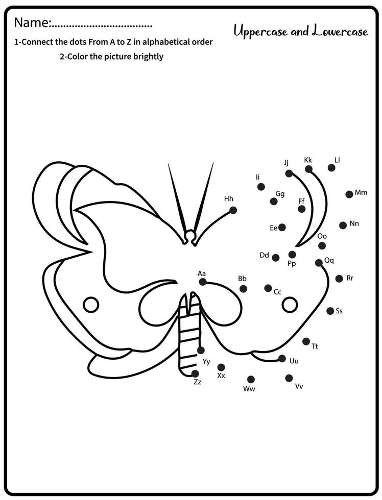 Connect the dots children educational drawing game. .Numbers activity for kids and toddlers. with butterfly vector